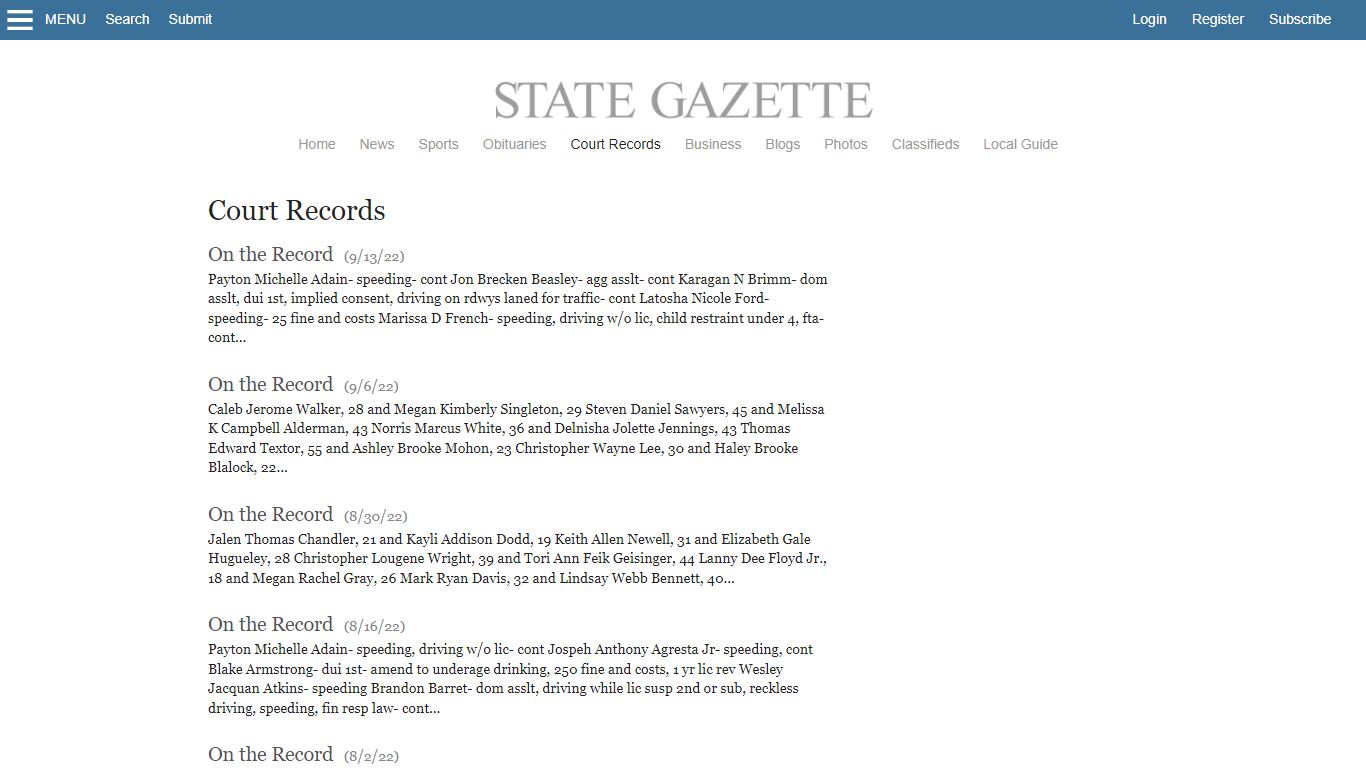 Court Records | Dyersburg State Gazette