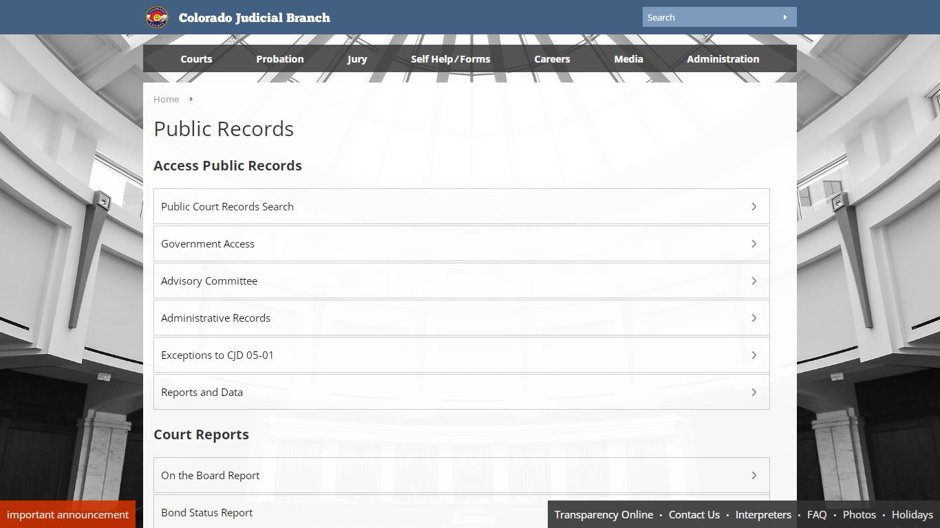 Colorado Judicial Branch - Public Records - courts.state.co.us